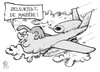 Cartoon: Drohnen-Affäre (small) by Kostas Koufogiorgos tagged maiziere,merkel,drohne,euro,hawk,militär,rüstung,vertrauen,karikatur,koufogiorgos