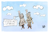 Cartoon: Eine Luftbrücke für Gaza (small) by Kostas Koufogiorgos tagged karikatur,koufogiorgos,gaza,luftbrücke,luft,hängepartie