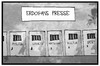 Cartoon: Erdogans Presse (small) by Kostas Koufogiorgos tagged karikatur,koufogiorgos,illustration,cartoon,erdogan,tuerkei,journalisten,haft,ermittlung,justiz,gefängnis,putschversuch,zensur,presse