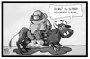 Cartoon: Europa trägt schwer (small) by Kostas Koufogiorgos tagged karikatur,koufogiorgos,illustration,cartoon,europa,stier,ausrüstung,schutzanzug,kampfmittelräumdienst,terrorismus,schutz,angst,vorsicht,gewicht,politik