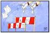 Cartoon: Exportrekord (small) by Kostas Koufogiorgos tagged karikatur,koufogiorgos,illustration,cartoon,export,rekord,wirtschaft,trump,brexit,huerde,exportweltmeister,sprint,fluegel,laeufer