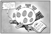 Cartoon: Fleischindustrie (small) by Kostas Koufogiorgos tagged karikatur,koufogiorgos,illustration,cartoon,fleischindustrie,corona,pandemie,druck,arbeitsbedingungen