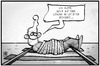 Cartoon: GDL-Streik (small) by Kostas Koufogiorgos tagged karikatur,koufogiorgos,illustration,cartoon,michel,gdl,bahn,streik,zug,geisel,gleis,warten,lösung,arbeit,arbeitskampf,kunde