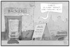 Cartoon: German Angst (small) by Kostas Koufogiorgos tagged karikatur,koufogiorgos,illustration,cartoon,baeckerei,grossbritannien,england,english,breakfast,pandemie,angst,kunden,einkauf,corona,mutation