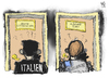 Cartoon: Italien und Griechenland (small) by Kostas Koufogiorgos tagged rettungsschirm,eingang,ausgang,euro,italien,griechenland,schulden,krise,europa,karikatur,kostas,koufogiorgos