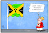 Cartoon: Jamaika-Klimaziele (small) by Kostas Koufogiorgos tagged karikatur,koufogiorgos,illustration,cartoon,jamaika,fahne,farben,grün,gelb,schwarz,kohle,energie,erneuerbar,ökologie,atom,strom,merkel,sondierung