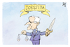 Cartoon: Joestitia (small) by Kostas Koufogiorgos tagged karikatur,koufogiorgos,biden,justitia,usa,recht,gesetz