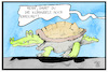 Cartoon: Klimaziele (small) by Kostas Koufogiorgos tagged karikatur,koufogiorgos,illustration,cartoon,groko,schildkröte,langsamkeit,grokodil,klimaziel,rennen,geschwindigkeit,regierung,koalition