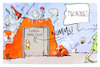 Cartoon: Linksfraktion (small) by Kostas Koufogiorgos tagged karikatur,koufogiorgos,linke,wagenknecht,tür,ruine,partei