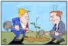 Cartoon: Macron und Trump (small) by Kostas Koufogiorgos tagged karikatur koufogiorgos illustration cartoon trump macron usa frankreich baum spaten staatsbesuch zusammenarbeit dysfunktional