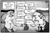 Cartoon: Mailänder Frühstück (small) by Kostas Koufogiorgos tagged karikatur,koufogiorgos,illustration,cartoon,merkel,putin,kaffee,tee,streit,frühstück,mailand,russland,deutschland,politik