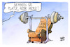 Cartoon: Merzens Arbeitsplatz (small) by Kostas Koufogiorgos tagged karikatur,koufogiorgos,bundeskanzler,gewicht,gewichtheben,sitz,platz,merz,arbeitsplatz