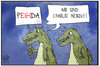 Cartoon: PEGIDA (small) by Kostas Koufogiorgos tagged karikatur,koufogiorgos,illustration,cartoon,charlie,hebdo,pegida,krokodil,krokodilstränen,demonstration,populismus,politik