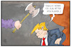 Cartoon: Ritter Donald (small) by Kostas Koufogiorgos tagged karikatur,koufogiorgos,illustration,cartoon,ritter,donald,trump,beil,schlagen,erschlagen,adel,besuch,queen,uk,staatsbesuch