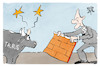 Cartoon: Scholz und der Taurus (small) by Kostas Koufogiorgos tagged karikatur,koufogiorgos,taurus,stier,scholz,mauer,waffen,torrero