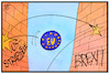Cartoon: Spielball EU (small) by Kostas Koufogiorgos tagged karikatur,koufogiorgos,illustration,cartoon,spielball,eu,europa,brexit,uk,usa,strafzoll,handelsstreit,handelskrieg