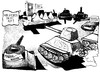 Cartoon: Stuttgart 21 (small) by Kostas Koufogiorgos tagged stuttgart,21,bahn,grube,panzer,bunker,kosten,geld,bahnhof,infrastruktur,karikatur,kostas,koufogiorgos