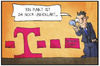 Cartoon: T-Aktie (small) by Kostas Koufogiorgos tagged karikatur,koufogiorgos,illustration,cartoon,telekom,aktie,punkt,börsengang,verfahren,wirtschaft