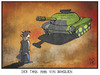 Cartoon: Tank Man von Brasilien (small) by Kostas Koufogiorgos tagged karikatur,koufogiorgos,illustration,cartoon,brasilien,fußball,wm,weltmeisterschaft,fifa,tank,man,panzer,protest,widerstand,geld,kosten,sport