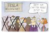 Cartoon: Tesla streicht Arbeitsplätze (small) by Kostas Koufogiorgos tagged karikatur,koufogiorgos,tesla,arbeitsplatz,twitter,stelenstreichung,musk,wirtschaft