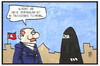 Cartoon: Türkische Verfassung (small) by Kostas Koufogiorgos tagged karikatur,koufogiorgos,illustration,cartoon,tuerkei,verfassung,islamisierung,islam,religion,burka,säkularisierung,erdogan,scharia,gesetz
