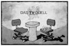 Cartoon: TV-Duell (small) by Kostas Koufogiorgos tagged karikatur,koufogiorgos,illustration,cartoon,tv,duell,merkel,schulz,stuhl,dornig,wahlkampf,bundestagswahl