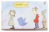 Cartoon: Twitter (small) by Kostas Koufogiorgos tagged karikatur,koufogiorgos,twitter,arbeitsamt,jobcenter,arbeitsvermittlung,vogel,logo,entlassung,social,media,schlange,arbeit