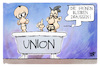 Cartoon: Union (small) by Kostas Koufogiorgos tagged karikatur,koufogiorgos,union,cdu,csu,gruene,loriot,merz,söder