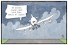 Cartoon: Virale Hitlandung (small) by Kostas Koufogiorgos tagged karikatur,koufogiorgos,illustrtion,cartoon,xavier,airbus,a380,viral,hit,internet,flugzeug,sturm,seitenwind,unsanft,landung