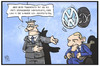 Cartoon: VW spart (small) by Kostas Koufogiorgos tagged karikatur,koufogiorgos,illustration,cartoon,schäuble,vw,volkswagen,automobil,konzern,industrie,berater,schwarze,null,logo,umwandlung,wirtschaft,dieselgate,abgasskandal