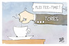 Cartoon: Wahl UK (small) by Kostas Koufogiorgos tagged karikatur,koufogiorgos,tee,tea,time,tories,wahl,pleite,uk,demokratie