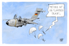 Cartoon: Wehrdienst (small) by Kostas Koufogiorgos tagged karikatur,koufogiorgos,wehrdienst,atlas,bundeswehr,fallschirm,flugreise