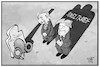 Cartoon: Weltkriegsgedenken (small) by Kostas Koufogiorgos tagged karikatur,koufogiorgos,illustration,cartoon,weltkrieg,gedenken,geschichte,trump,putin,kranz,schatten,zukunft,vergangenheit,russland,usa