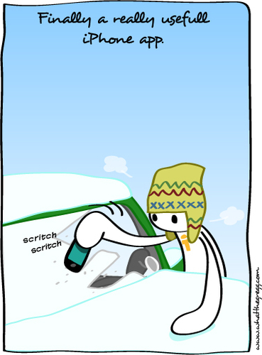 Cartoon: A really usefull iPhone app (medium) by Gregg from GriDD tagged iphone,app,car,snow,gregg,gridd