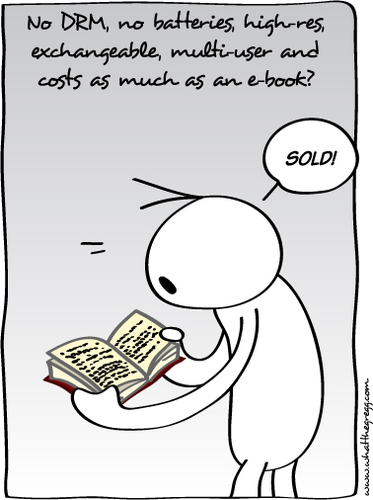 Cartoon: Book vs E-book (medium) by Gregg from GriDD tagged ebook,book,drm