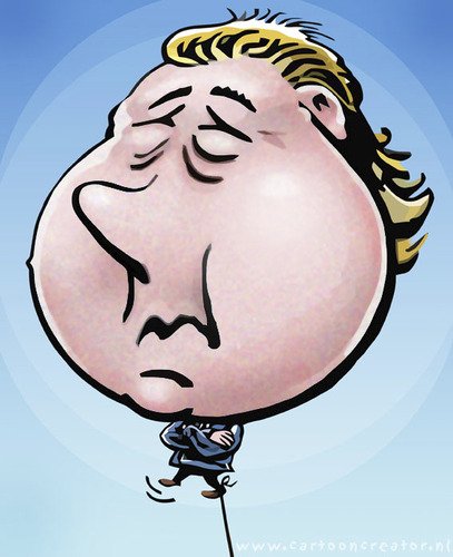 Cartoon: Geert Wilders retoric cartoon (medium) by illustrator tagged balloon,geert,wilders,cartoon,hot,air,retoric,politics,politician,member,parliament,inflatable,dutch
