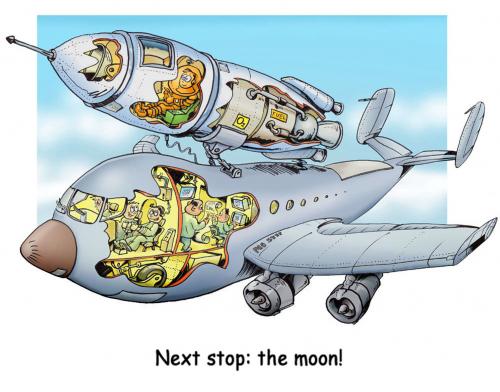 Cartoon: sky rocket (medium) by illustrator tagged cutaway,lift,off,rocket,plane,aeroplane,airplane,carrier,carier,inside,pilot,crew,astronaut,cosmonaut,fuel,engine,cockpit,launch,experiment,technology,jet,ram,buster,cartoon,cartoonist,peter,welleman,illustration,illustrator,next,stop,moon,planet,space,cartoon,cartoons,illustrationen,illustration,flugzeug,fliegen,passagiere,technik,technologie,fortschritt,entwicklung,forschung,wissenschaft,flugraum,astronaut,pilot,crew,raumfahrt,nasa,verbindung,team,techniker,mond,rakete,raumschiff,verkehr,luftverkehr