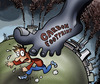 Cartoon: Carbon foot print (small) by illustrator tagged carbor foot print environment pollution scare danger smog smoke industry threat contaminants harm climate change ecosystem acid rain emission exhaust chimney