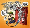 Cartoon: spamfilter (small) by illustrator tagged spam,filter,mail,email,factuur,invoice,fire,wall