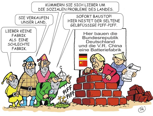 Cartoon: Deutschland baut (medium) by JotKa tagged china,deutschland,politik,wirtschaft,handelsbeziehungen,handelsabkommen,zollstreit,usa,eu,erneuerbare,energien,elektromobilität,batterien,umwelt,batteriefabrik,china,deutschland,politik,wirtschaft,handelsbeziehungen,handelsabkommen,zollstreit,usa,eu,erneuerbare,energien,elektromobilität,batterien,umwelt,batteriefabrik