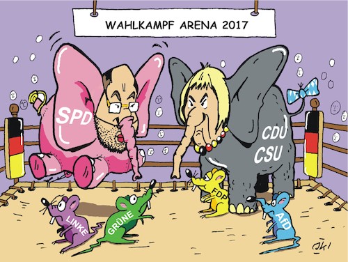 Cartoon: Elefanten und Mäuse 2 (medium) by JotKa tagged elefanten,mäuse,oettinger,parteien,politik,wahlkampf,umfragewerte,bundestagswahl,2017,spd,cdu,csu,linke,grüne,fdp,afd,elefanten,mäuse,oettinger,parteien,politik,wahlkampf,umfragewerte,bundestagswahl,2017,spd,cdu,csu,linke,grüne,fdp,afd