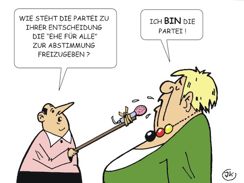 Cartoon: Ehe für Alle (medium) by JotKa tagged merkel,partei,parteibeschluß,eigenständigkeit,macht,machtmissbrauch,abstimmungen,ehe,für,alle,spd,schulz,wahlkampf,wählerstimmen,koalitionen,koalitionspartner,merkel,partei,parteibeschluß,eigenständigkeit,macht,machtmissbrauch,abstimmungen,ehe,für,alle,spd,schulz,wahlkampf,wählerstimmen,koalitionen,koalitionspartner