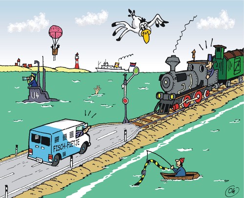 Cartoon: Experten am Werk (medium) by JotKa tagged meer,küste,verkehr,eisenbahn,lokomotive,dampflok,gleise,signale,straße,schiff,uboot,ruderer,angler,möwe,ballon,ballonflug,sommer,urlaub,ferien,experten,bauten,bauplanung,meer,küste,verkehr,eisenbahn,lokomotive,dampflok,gleise,signale,straße,schiff,uboot,ruderer,angler,möwe,ballon,ballonflug,sommer,urlaub,ferien,experten,bauten,bauplanung