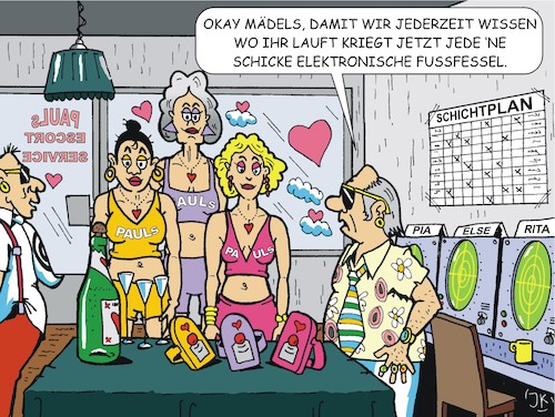 Cartoon: Fußfessel (medium) by JotKa tagged fußfessel,elektronische,beobachtung,kontrolle,mann,frau,er,sie,erotic,escort,service,gesellschaft,beziehungen,freizeit,fußfessel,elektronische,beobachtung,kontrolle,mann,frau,er,sie,sex,erotic,escort,service,gesellschaft,beziehungen,freizeit