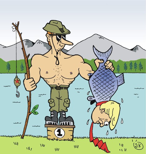 Cartoon: Herr P. macht Urlaub (medium) by JotKa tagged putin,trump,russland,sibirien,ferien,angeln,fisch,urlaub,putin,trump,russland,sibirien,ferien,angeln,fisch,urlaub
