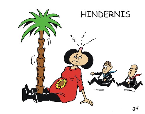 Cartoon: Hindernis (medium) by JotKa tagged parteien,parteiausschluss,baerbock,palmer,wahlen,wahlkampf,wähler,umfragen,parteien,parteiausschluss,baerbock,palmer,wahlen,wahlkampf,wähler,umfragen