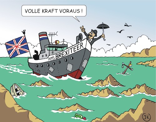 Cartoon: HMS Brexiteer (medium) by JotKa tagged brexitverhandlungen,brexit,eu,gb,uk,england,brüssel,london,brexitverhandlungen,brexit,eu,gb,uk,england,brüssel,london