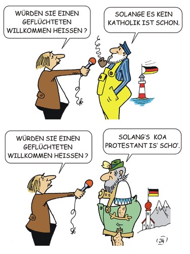 Cartoon: Integrationsumfrage (medium) by JotKa tagged umfragen,religion,christen,christentum,katholisch,evangelisch,protestantisch,moslems,integration,zuwanderung,willkommenskultur,norddeutschland,süddeutschland,bayern,politik,politiker,parteien,umfragen,religion,christen,christentum,katholisch,evangelisch,protestantisch,moslems,integration,zuwanderung,willkommenskultur,norddeutschland,süddeutschland,bayern,politik,politiker,parteien