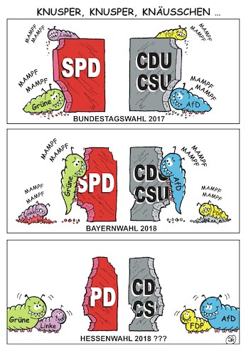 Cartoon: KNUSPER KNUSPER (medium) by JotKa tagged wählerschwund,wählerwechsel,stimmenverluste,bundestagswahlen,landtagswahlen,parteien,politiker,vertrauen,cdu,csu,spd,grüne,fdp,afd,linke,knusper,wählerschwund,wählerwechsel,stimmenverluste,bundestagswahlen,landtagswahlen,parteien,politiker,vertrauen,cdu,csu,spd,grüne,fdp,afd,linke