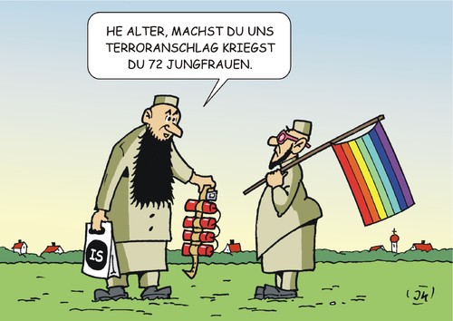 Cartoon: Rekrutierungsversuch (medium) by JotKa tagged terror,anschläge,attentat,mörder,salafisten,is,isis,jungfrauen,paradies,christopher,street,day,selbstmörder,politik,bürgerkrieg,terror,anschläge,attentat,mörder,salafisten,is,isis,jungfrauen,paradies,christopher,street,day,selbstmörder,politik,bürgerkrieg